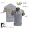 Custom Gray Old Gold Performance Golf Polo Shirt