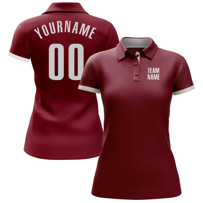 Custom Crimson White Performance Golf Polo Shirt