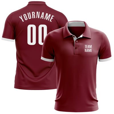 Custom Crimson White Performance Golf Polo Shirt