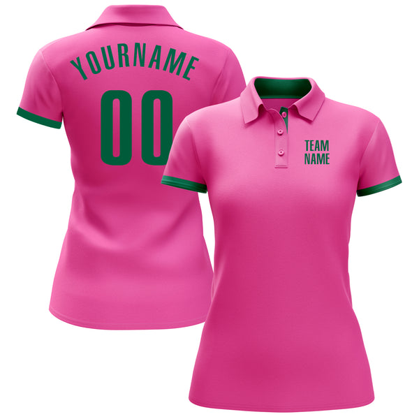 Custom Pink Kelly Green Performance Golf Polo Shirt Men's Size:S