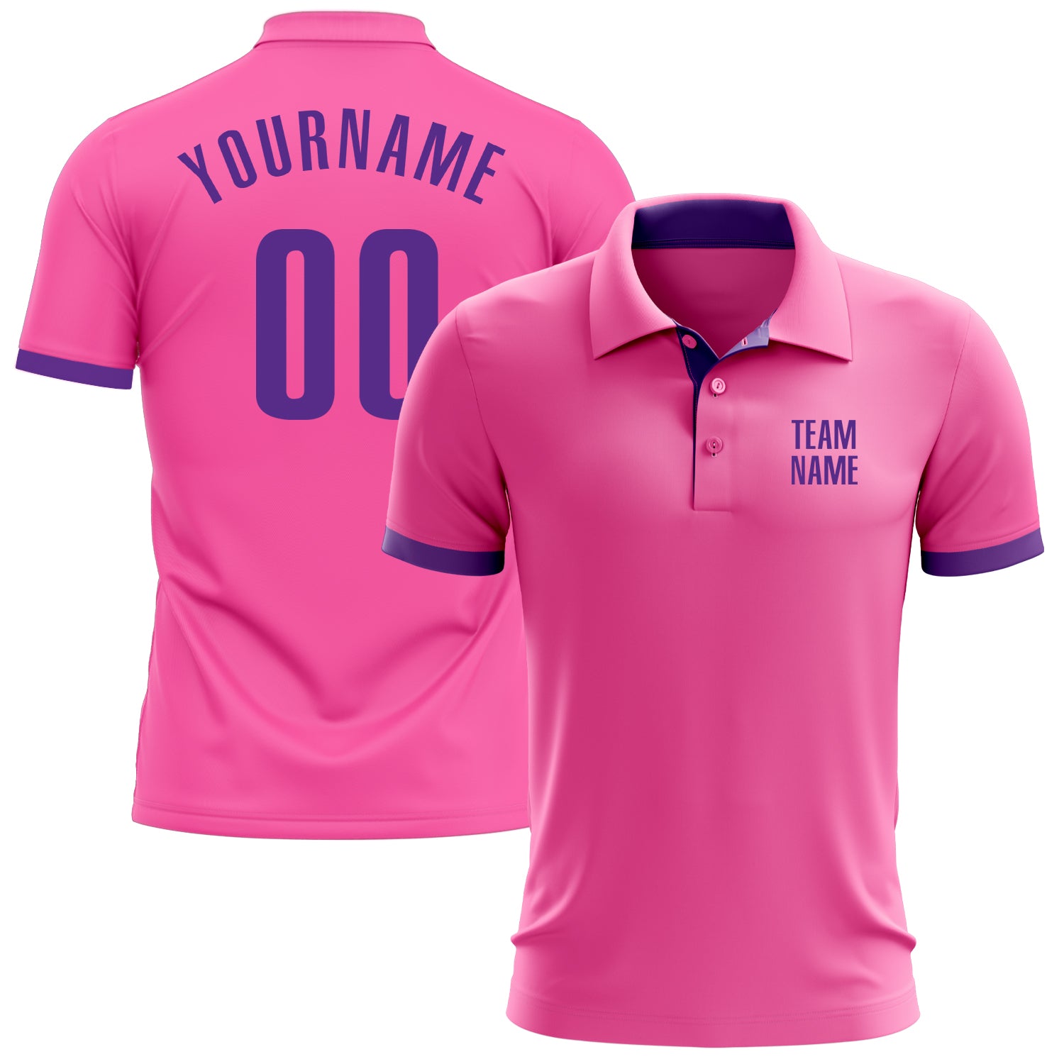 Custom Pink Purple Performance Golf Polo Shirt