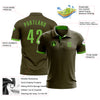 Custom Olive Neon Green Performance Salute To Service Golf Polo Shirt