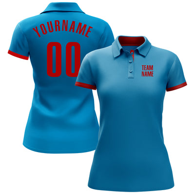 Custom Panther Blue Red Performance Golf Polo Shirt