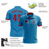 Custom Panther Blue Red Performance Golf Polo Shirt