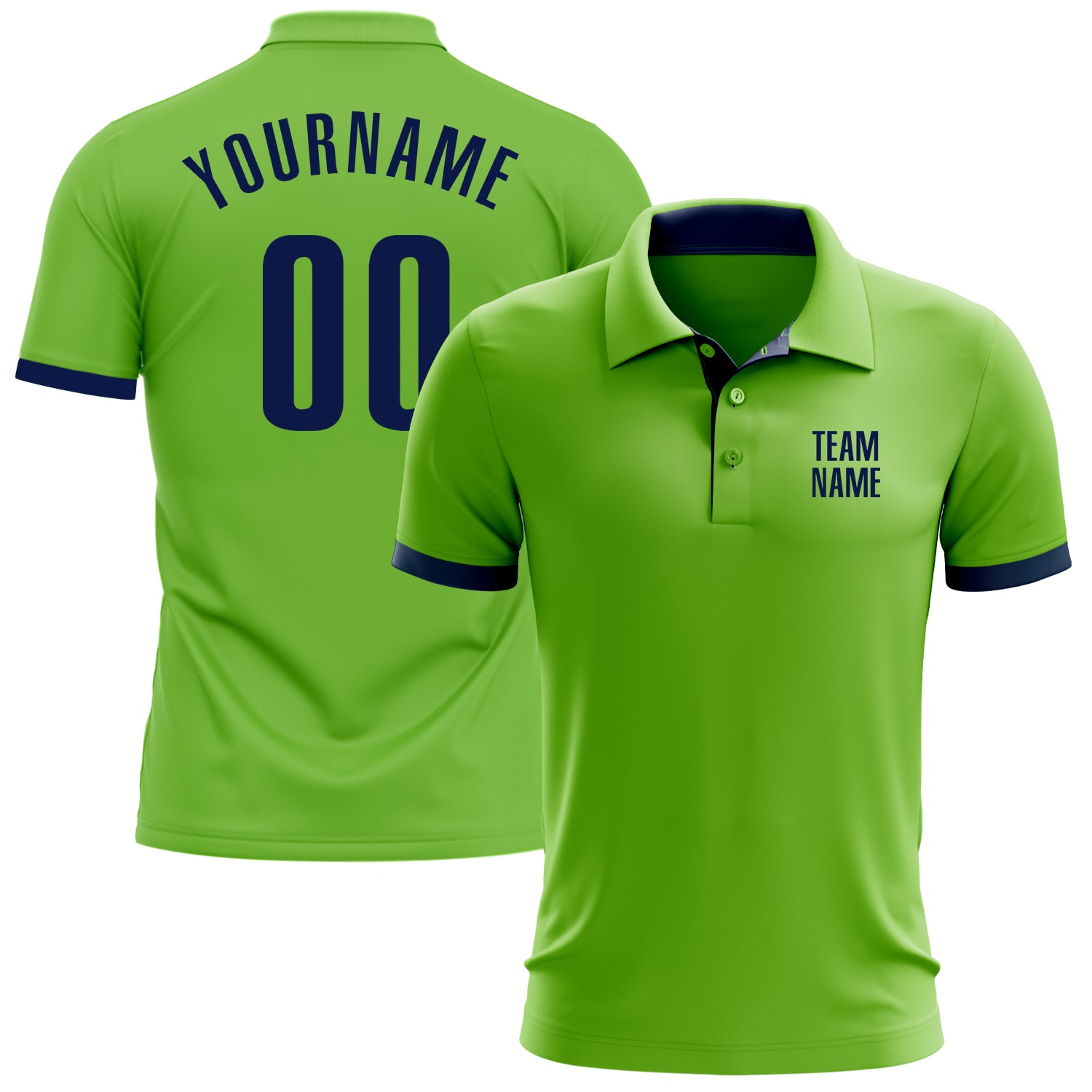 Custom Neon Green Navy Performance Golf Polo Shirt Men s Size S