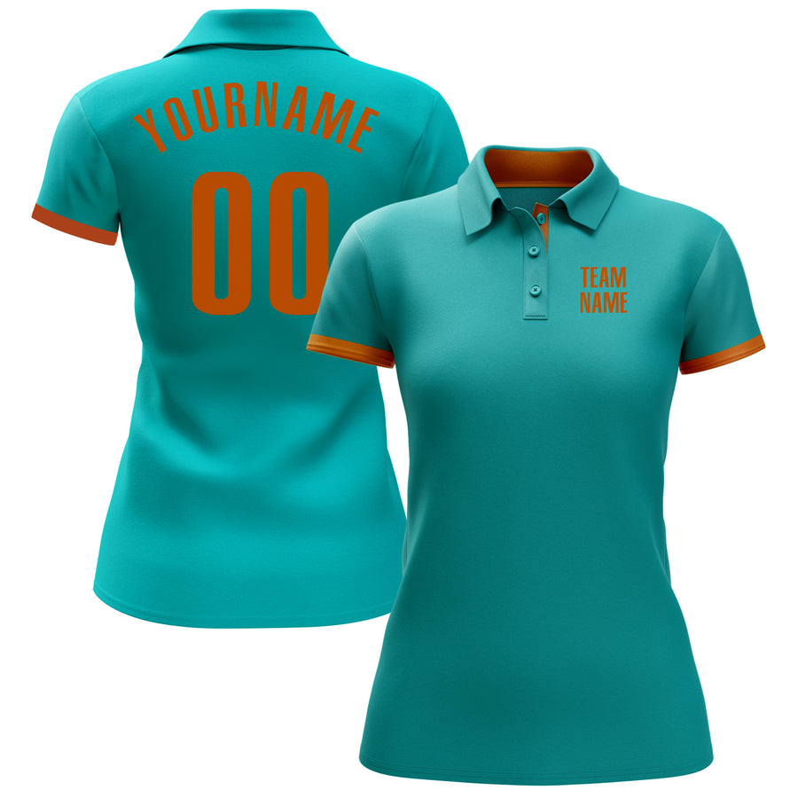 Custom Aqua Texas Orange Performance Golf Polo Shirt