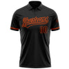 Custom Black Black-Orange Performance Vapor Golf Polo Shirt