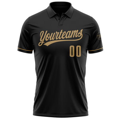 Custom Black Old Gold Performance Vapor Golf Polo Shirt