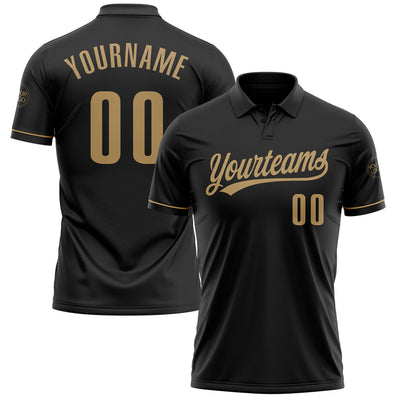 Custom Black Old Gold Performance Vapor Golf Polo Shirt