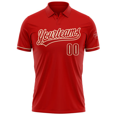 Custom Red Red-Cream Performance Vapor Golf Polo Shirt