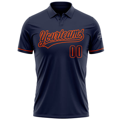 Custom Navy Navy-Orange Performance Vapor Golf Polo Shirt