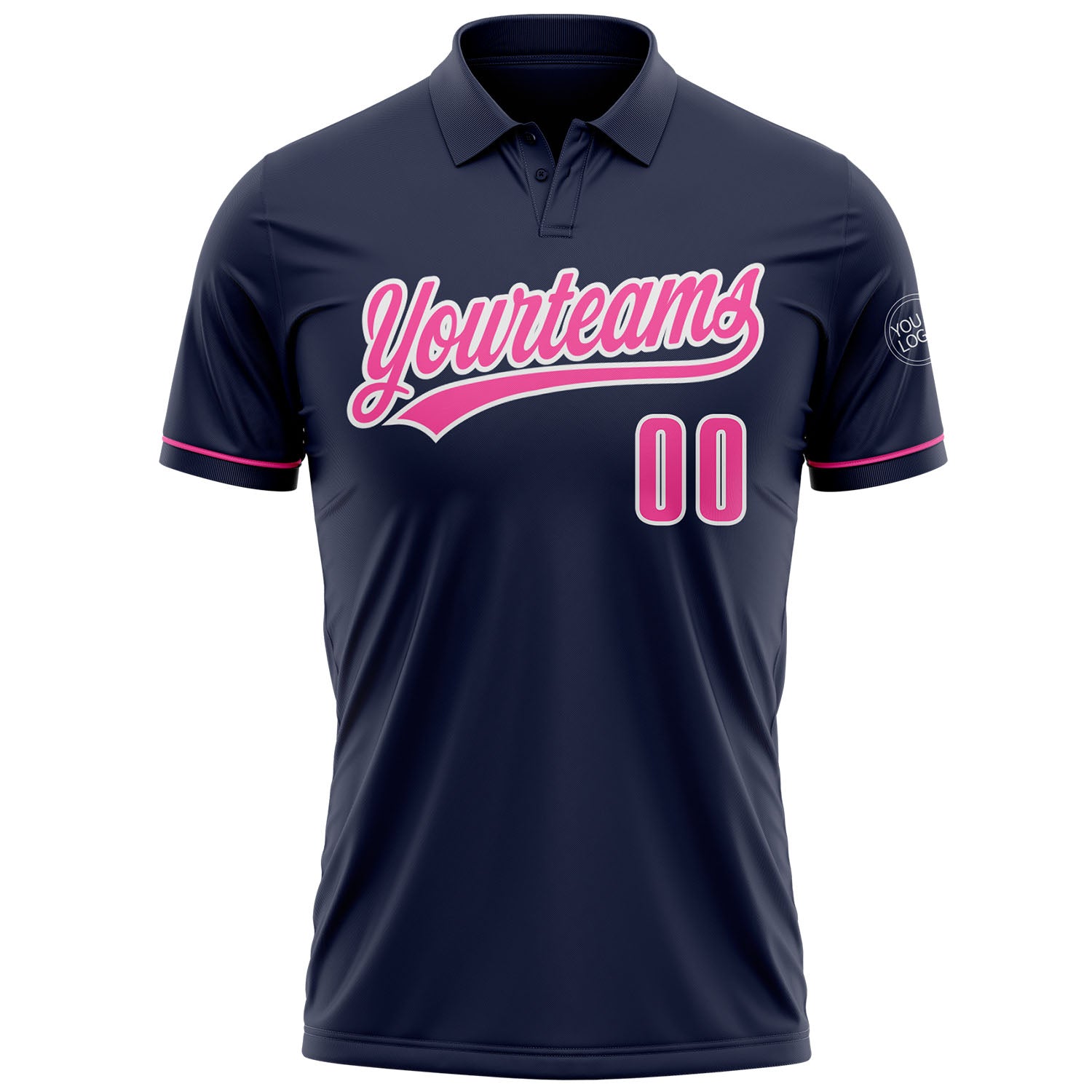 Custom Navy Pink-White Performance Vapor Golf Polo Shirt