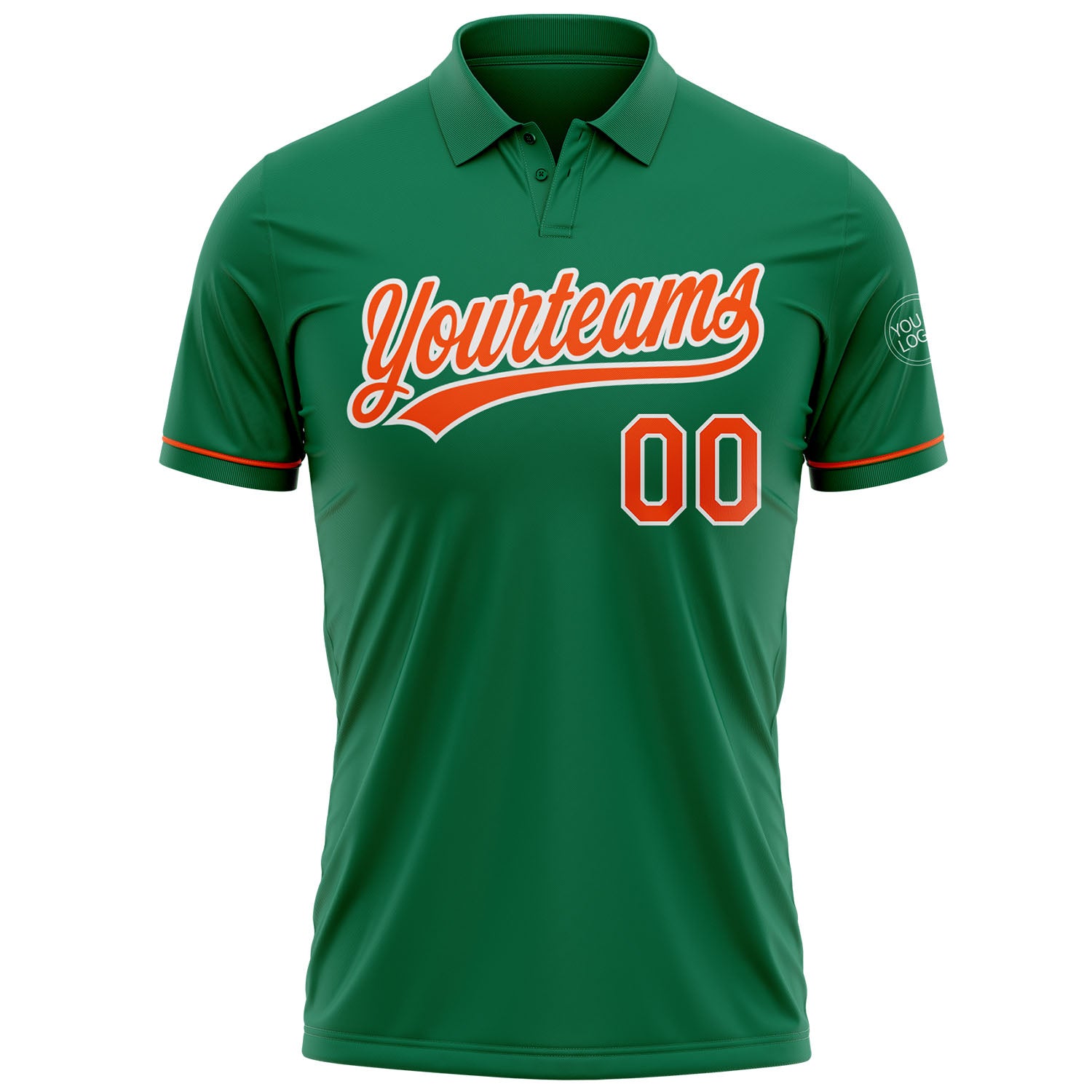 Custom Kelly Green Orange-White Performance Vapor Golf Polo Shirt