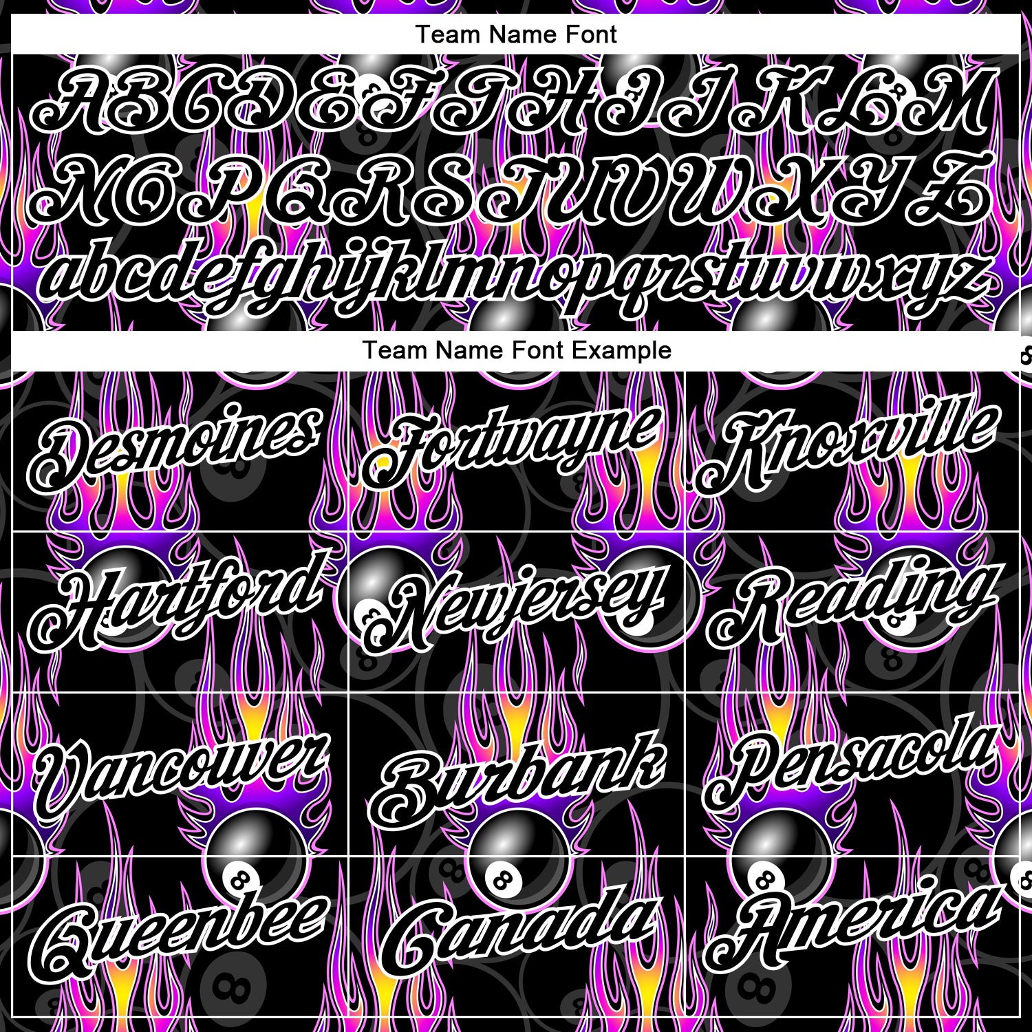 Custom Black White-Purple 3D Pattern Design Flame Billiards 8 Ball Performance Polo Shirt