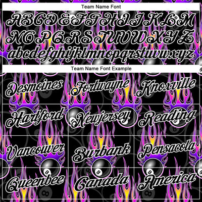 Custom Black White-Purple 3D Pattern Design Flame Billiards 8 Ball Performance Polo Shirt