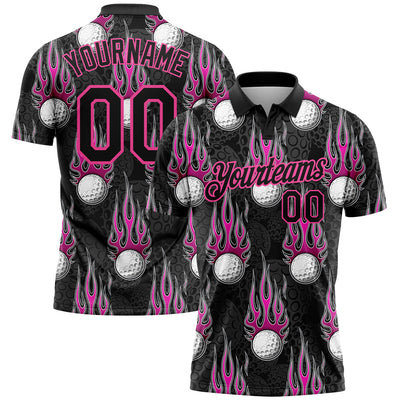 Custom Pink Golf Polo Shirt Kelly Green Performance - FansIdea