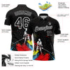 Custom Black White 3D Pattern Design Golfing Performance Golf Polo Shirt