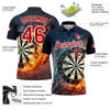 Custom Black Red-White 3D Pattern Design Flame Dart Board Performance Golf Polo Shirt