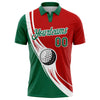 Custom Red Kelly Green-White 3D Pattern Design Golf Ball Performance Golf Polo Shirt