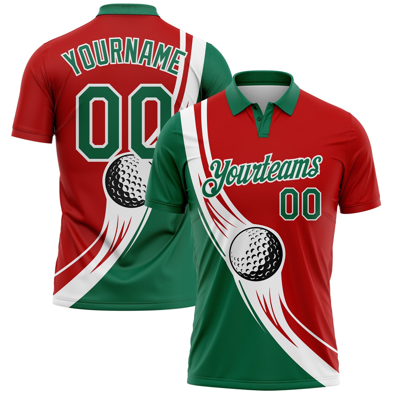 Custom White Performance T-Shirt Red-Kelly Green 3D Mexico Watercolored  Splashes Grunge Design - FansIdea