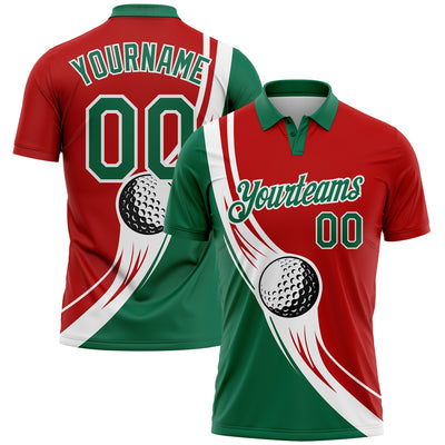 Custom Kelly Green Performance T-Shirt Red-White 3D Mexico - FansIdea