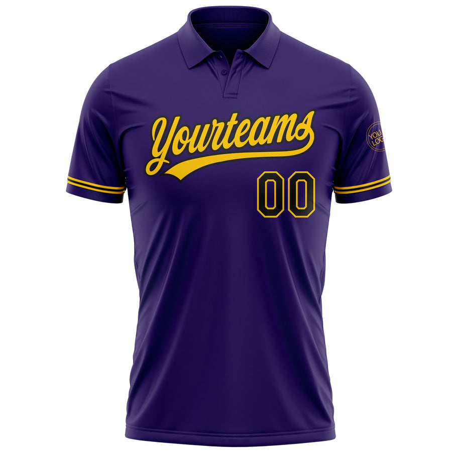 Custom Purple Black-Yellow Performance Vapor Golf Polo Shirt