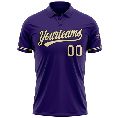 Custom Purple City Cream-Black Performance Vapor Golf Polo Shirt