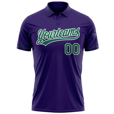 Custom Purple Kelly Green-White Performance Vapor Golf Polo Shirt