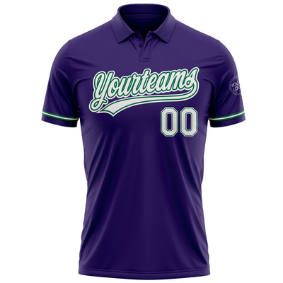 Custom Purple White-Kelly Green Performance Vapor Golf Polo Shirt