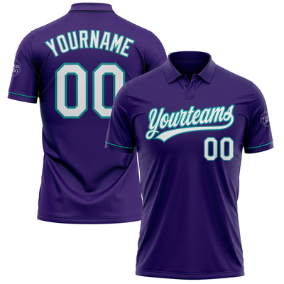 Custom Purple White-Teal Performance Vapor Golf Polo Shirt