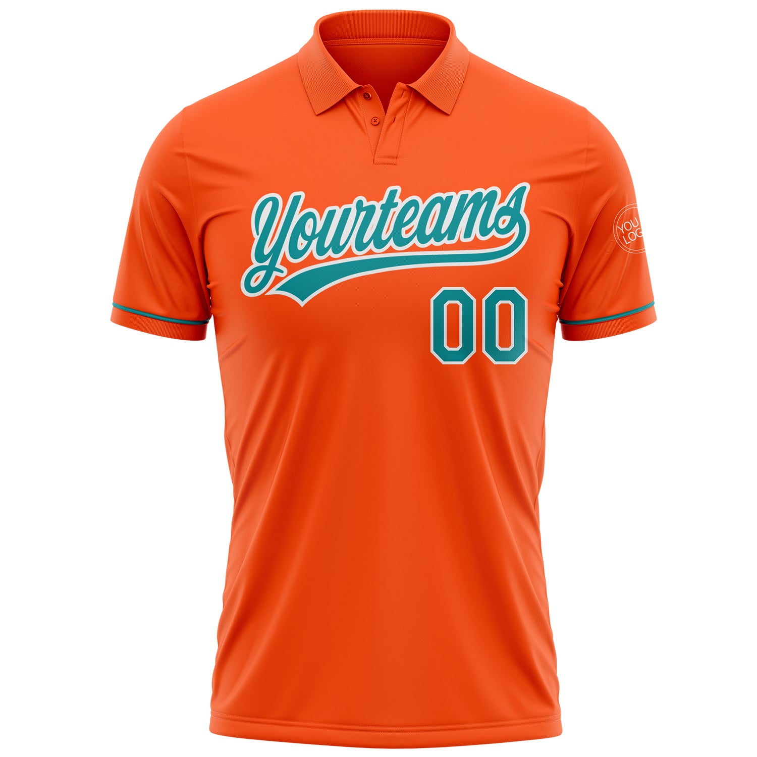 Custom Orange Teal-White Performance Vapor Golf Polo Shirt