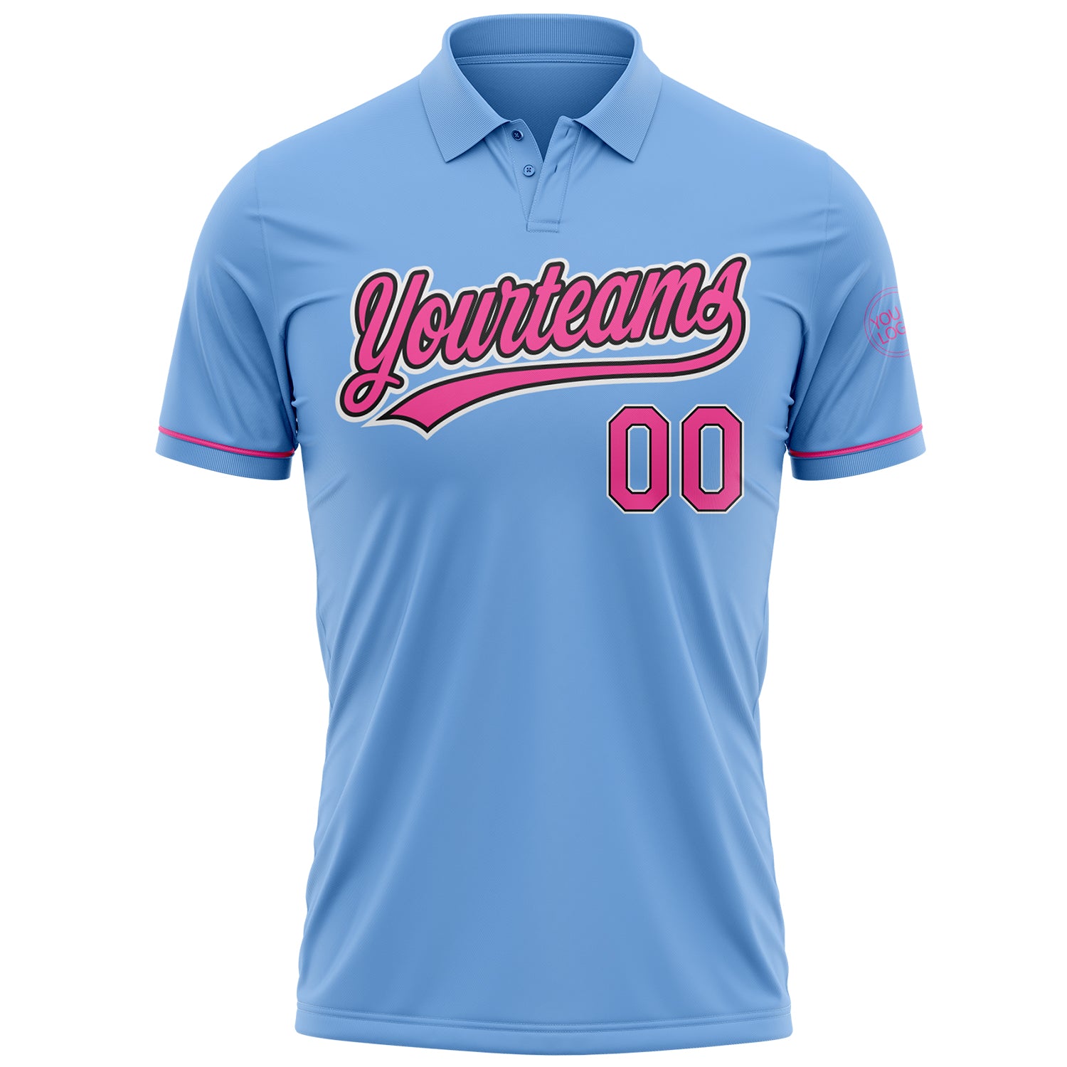 Custom Light Blue Pink-Black Performance Vapor Golf Polo Shirt