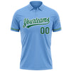 Custom Light Blue Kelly Green-White Performance Vapor Golf Polo Shirt