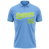 Custom Light Blue Neon Green-White Performance Vapor Golf Polo Shirt