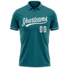 Custom Teal White Performance Vapor Golf Polo Shirt