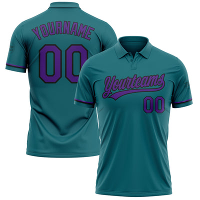 Custom Teal Purple-Black Performance Vapor Golf Polo Shirt