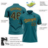 Custom Teal Black-Old Gold Performance Vapor Golf Polo Shirt