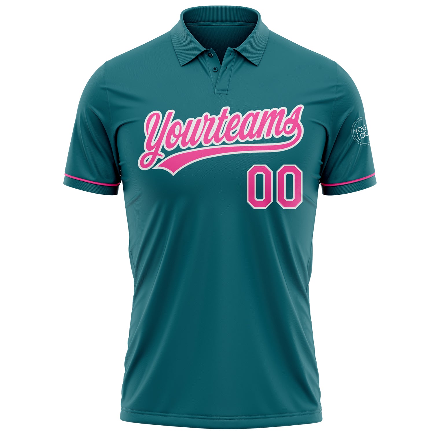 Custom Teal Pink-White Performance Vapor Golf Polo Shirt