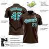 Custom Brown Teal-White Performance Vapor Golf Polo Shirt