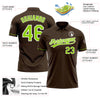 Custom Brown Neon Green-White Performance Vapor Golf Polo Shirt