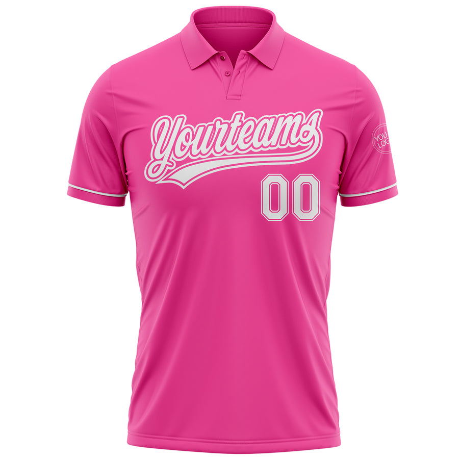 Custom Pink White Performance Vapor Golf Polo Shirt