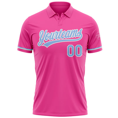 Custom Pink Light Blue-White Performance Vapor Golf Polo Shirt