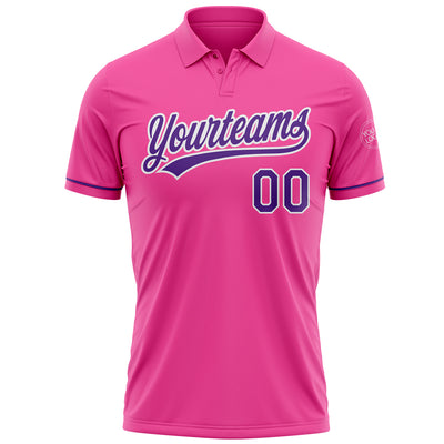 Custom Pink Purple-White Performance Vapor Golf Polo Shirt