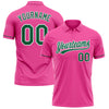 Custom Pink Kelly Green-White Performance Vapor Golf Polo Shirt