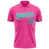 Custom Pink Teal-White Performance Vapor Golf Polo Shirt