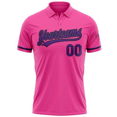 Custom Pink Purple-Black Performance Vapor Golf Polo Shirt