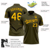 Custom Olive Gold-Black Performance Vapor Salute To Service Golf Polo Shirt