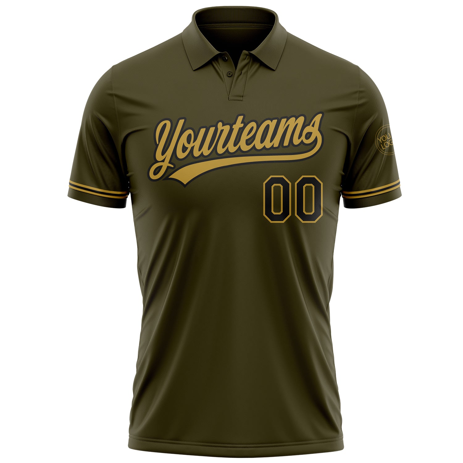 Custom Olive Black-Old Gold Performance Vapor Salute To Service Golf Polo Shirt