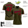 Custom Olive Red-Navy Performance Vapor Salute To Service Golf Polo Shirt