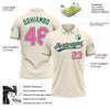 Custom Cream Pink-Kelly Green Performance Vapor Golf Polo Shirt